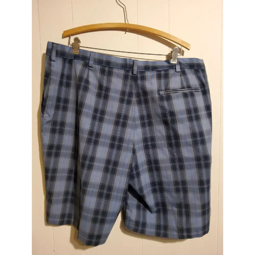 Grand Slam Men's Blue Plaid Flat Front Golf Shorts Size 40 Polyester